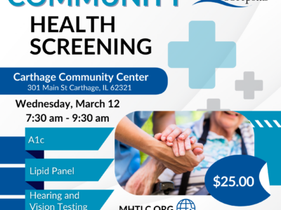 MEMORIAL HOSPITAL TO HOST COMMUNITY HEALTH SCREENINGS